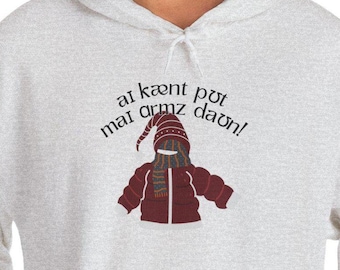 I Can't Put My Arms Down in IPA Christmas Story Speech Therapist Hoodie Pullover Holiday Gift for SLP Humorous Winter Apparel Speech Therapy
