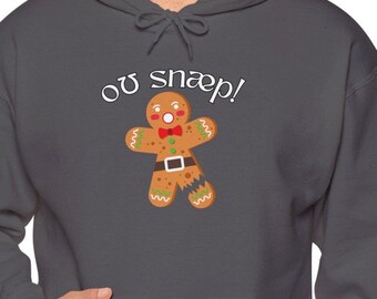 Oh Snap Gingerbread Man IPA Unisex Hoodie Sweatshirt, Funny Christmas Pullover Speech Therapy, Holiday Gift for SLP, Humorous Winter Apparel
