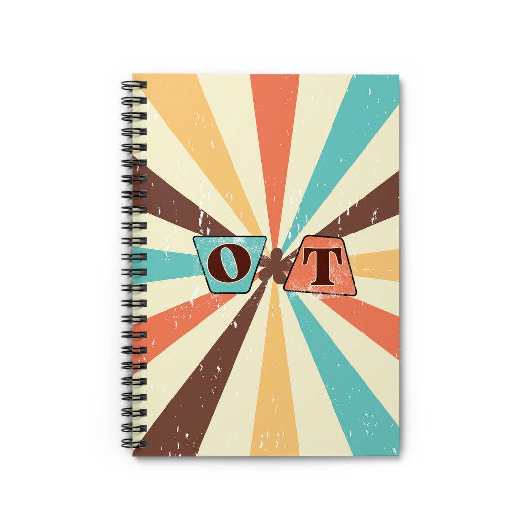 Retro OT Spiral Notebook 6x8 Ruled, Groovy Occupational Therapy Journal