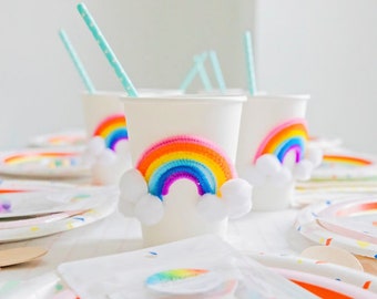 DIY Rainbow Cup Party Kit, Set of 8, Children&#39;s Birthday Party Activity, Kids Arts & Crafts, Full Rainbow Craft Kit
