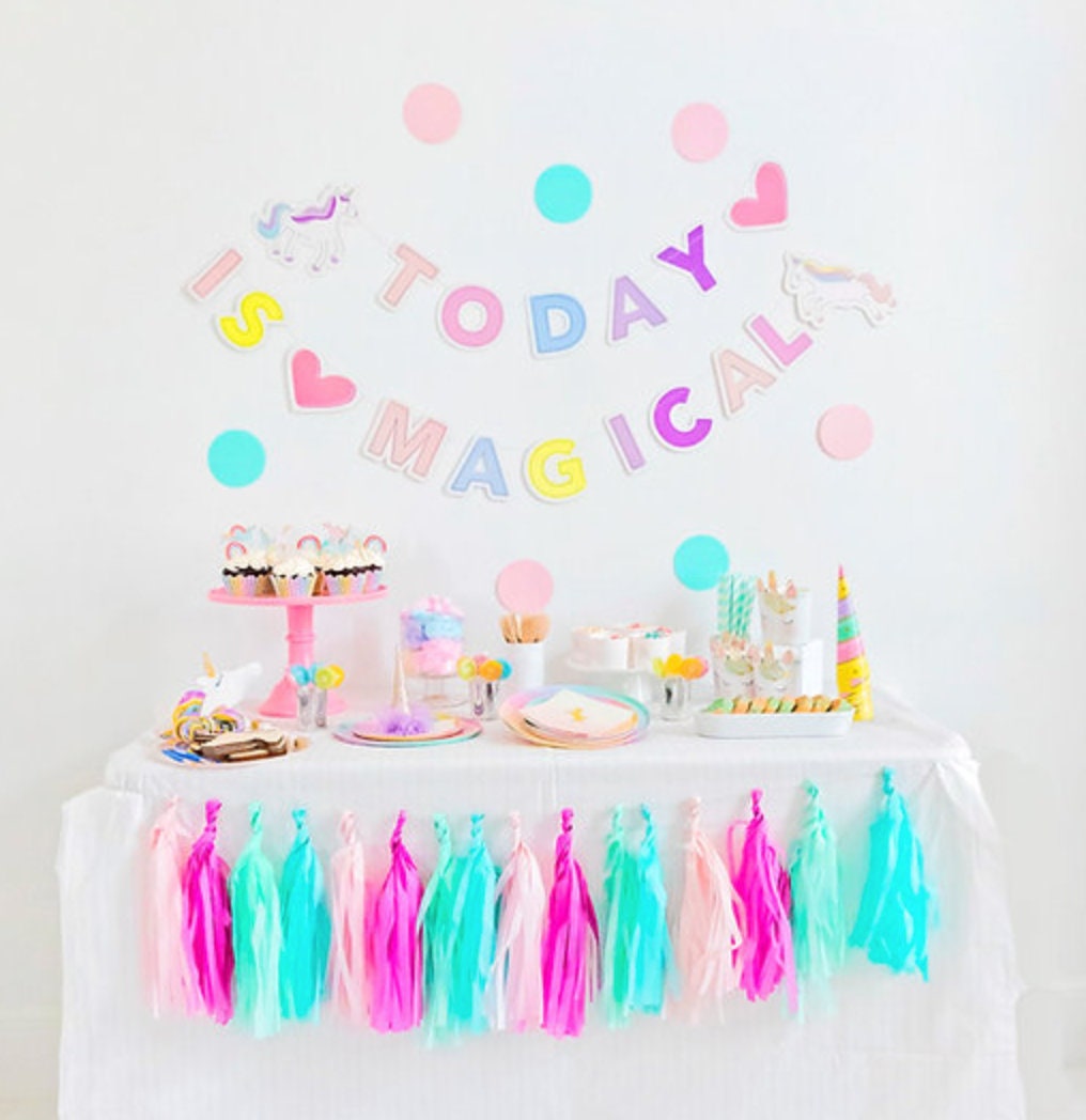 Magical Unicorn Theme Party Box, Eco Friendly Party Kit & Decor, Pastel Unicorn and Rainbow Party Decorations
