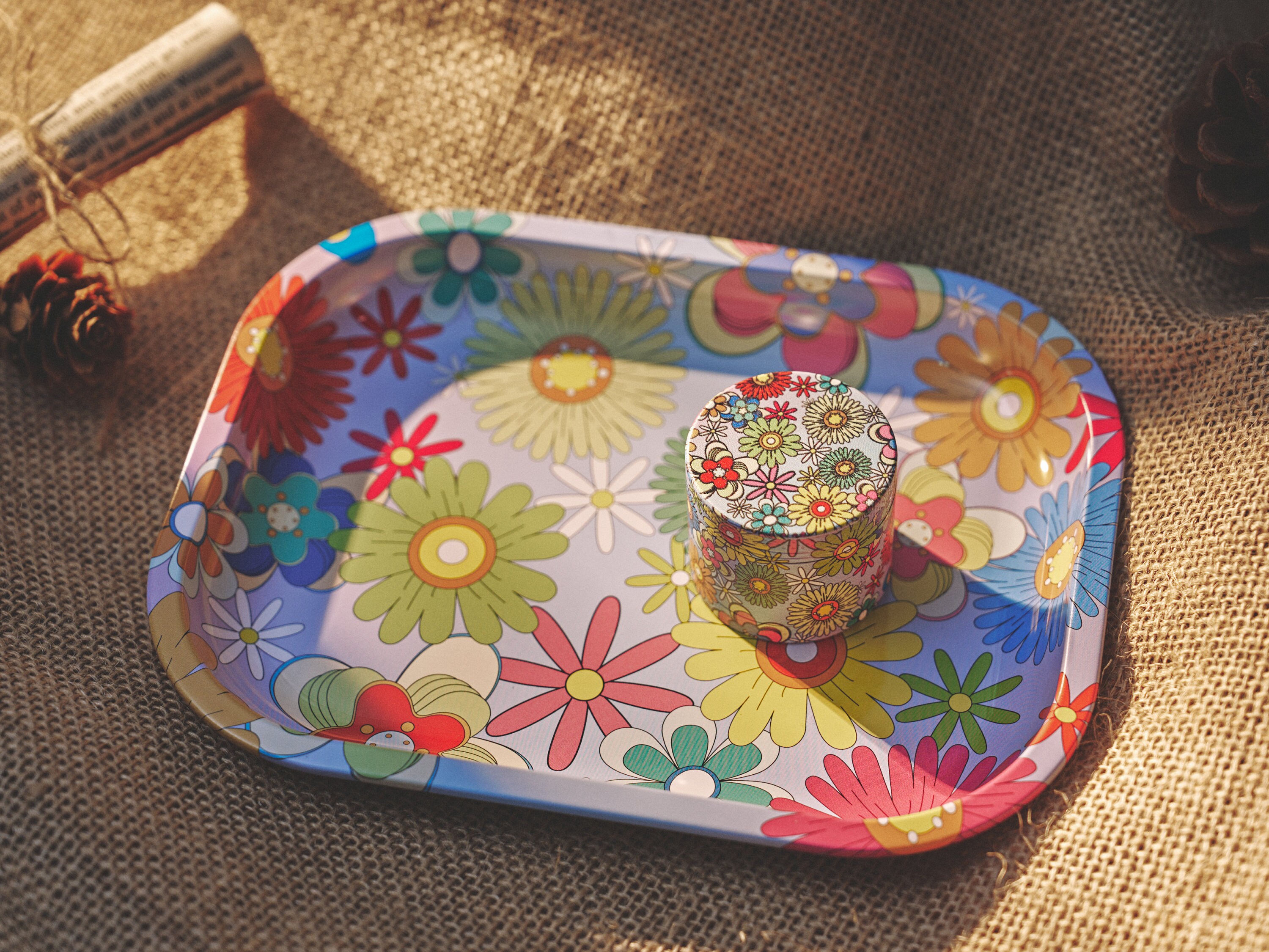 Rolling Tray Sets Cute Flower Psychedelic Tray Grinder Etsy
