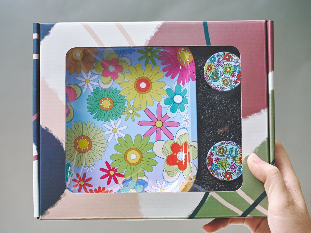 Rolling Tray Sets Cute Flower Psychedelic Tray Grinder Etsy