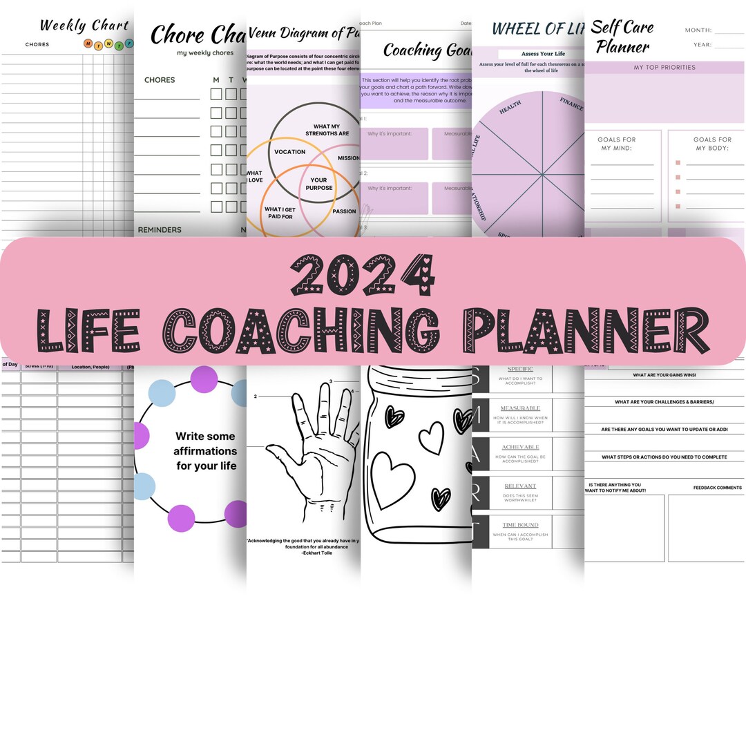2024 Life Coaching Planner Printable Coaching Workbook Self Etsy
