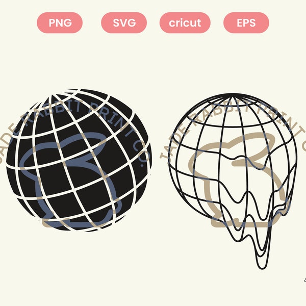 Globe Svg - Wireframe Globe Svg - Melted Globe Svg - Trendy Svg - Streetwear - Trendy Tshirt Png - Cut File for Cricut - Streetwear Clipart