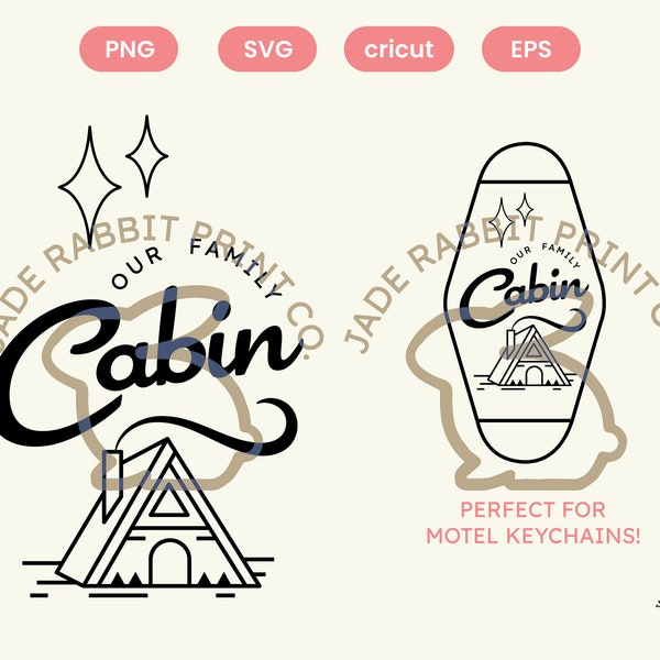 Our Family Cabin - Cottage Svg - Retro Motel Keychain Design - Cottage Decor - Digital Download - Cut File for Cricut