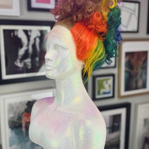 Technicolor Crown – Rainbow Updo with Rooted Back Hairline