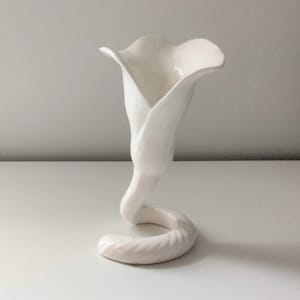 Vintage Calla Lily Candle Holder, White Porcelain, Fitz and Floyd
