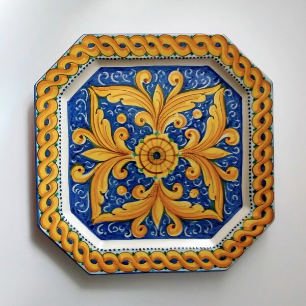 12.5" Hand-Painted Italian Caltagirone Platter, Signed by the Artist