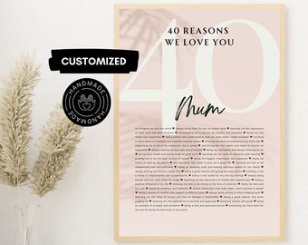 40 razones por las que te amamos / regalo de cumpleaños 40, regalo personalizado, regalos de cumpleaños 40 para mujeres, regalos de cumpleaños 40 para hombres, regalo imprimible Boho