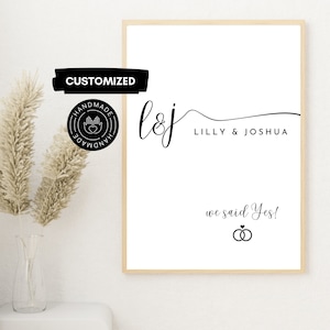 Benutzerdefinierte Paar Namen und Text Leinwand Vorlage | Personalisierte Paare Poster, minimalistisches Hochzeitsgeschenk, Verlobungsgeschenk, digitaler Download