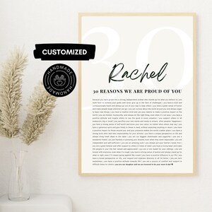 30 Reasons We are proud of You Customized | Personalized 30th Birthday Gift for Her, Gift for Daughter, Graduation gift, Digital Download