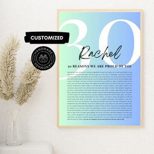 30 Reasons We are proud of You Customized | Personalized 30th Birthday Gift for Her, Custom Graduation Print for Her, Digital Download