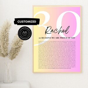 30 Reasons We are proud of You Customized | Personalized 30th Birthday Gift for Her, Custom Graduation Print for Her, Digital Download