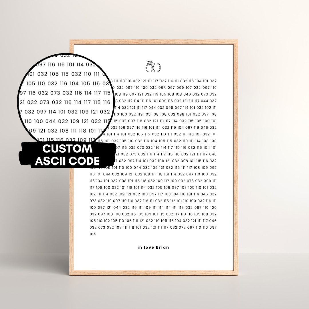 Custom ASCII Code Poster | Wedding Gift, Love Poster, Code Poster, Best ...