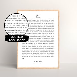 Custom ASCII Code Poster | wedding gift, love poster, code poster, best friend gift, custom poster, minimal design poster, digital download
