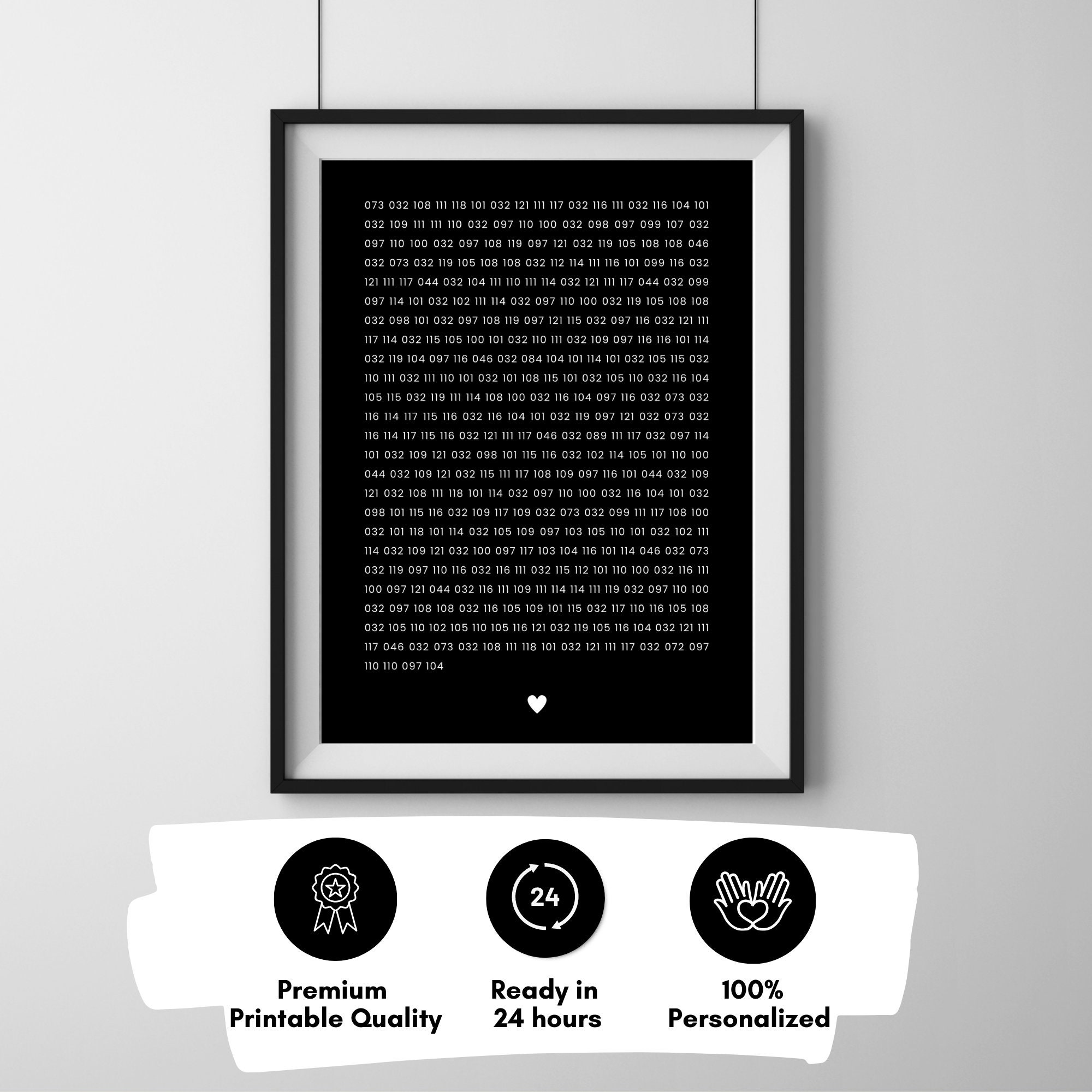 Custom ASCII Code Poster | Wedding Gift, Love Poster, Code Poster, Best ...