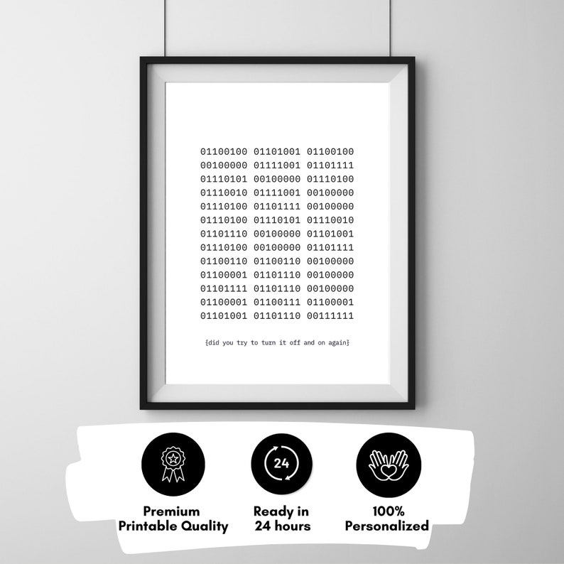 Custom Binary Code Wall Art Poster - Coding Art, Friends Gift, Quote ...
