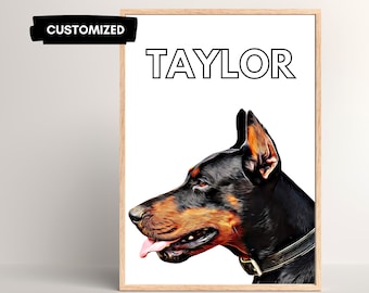 Custom Dog Portrait. Personalized pet poster with photo & name | Dog wall art for pet lovers, Digital Download to print on poster or canvas