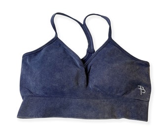 Acid Wash Sports Bra Womens Vintage Gym Activewear Stretch Workout Bra for Fitness Yoga Training