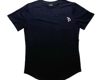 T-shirt da uomo per allenamento, vestibilità slim, maglietta sportiva da palestra con orlo curvo, abbigliamento fitness per allenamento e tempo libero.