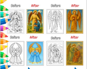 Angels to Color – 33 Christian Coloring Pages | Printable Bible Art | Digital Spiritual Gift