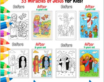 33 Miracles of Jesus for School-Age Kids, Bible Scenes with Verses, Christian Activity, Coloring Book PDF