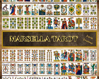 Marseille Tarot | Commercial + 100-page guide | Use License | Classic Vintage Collector’s Tarot | 5" x 8.5" | PDF CMYK + High Resolution PNG