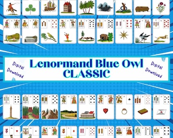 Blue Owl Lenormand Classic | Faithful Recreation of the Original Oracle | 36 Printable Cards + Beginner Guide EN/ES | Commercial Use