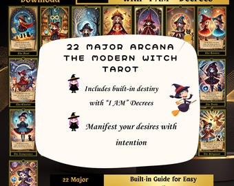 Modern Witch Tarot with "I Am" Decrees – 22 Major Arcana with Built-In Destiny. Oracle for Witch Lovers. PDF Format