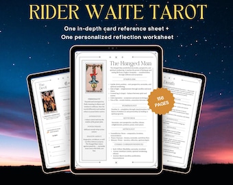 Rider–Waite Tarot Workbook | 78 Study Sheets and 78 Reflection Pages, 8"x11" | PNG & PDF | Commercial Use