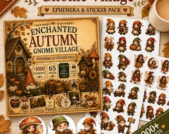 1000+ Autumn Gnome Ephemera & Stickers | 65 Printable PDF Pages