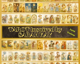 Vintage TAROT Inspired by SARAH KAY – 78 Cards for Collectors · Printable Tarot · High-Quality Pdf + Png, 5"x8.5" + Complete Tarot Guide