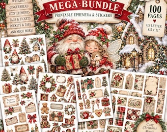 3000+ Printable Christmas Gnome Elements, 100-Page PDF for Junk Journals & Scrapbooking