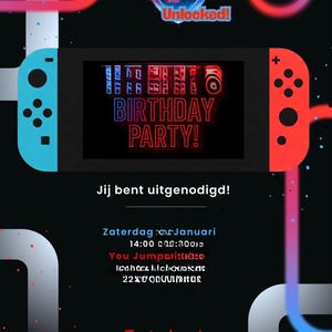 Gamer Birthday Invitation Boy, Video Game Party Invite, Level Up Template, Editable Canva Digital Download, Neon Gaming Controller