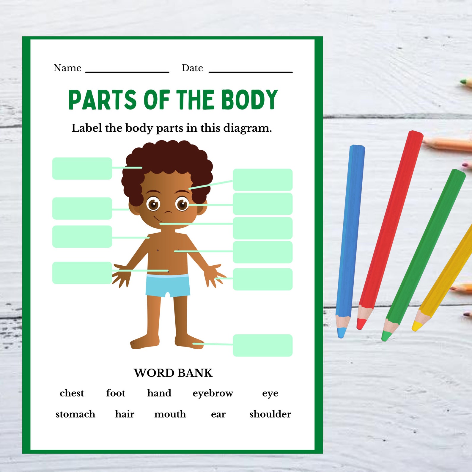 Parts of the Body Writing Practice for Kids, Toddler Workbook ...