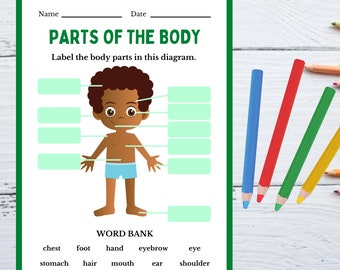 Parts of The Body Writing Practice For Kids, Toddler Workbook, Printable Worksheets, Homeschool Writing Worksheets, Worksheets For Kids