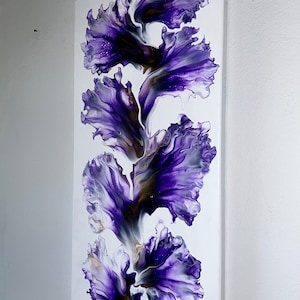 Fluid Art - original Acrylic Dutch pouring  Purple- Gold