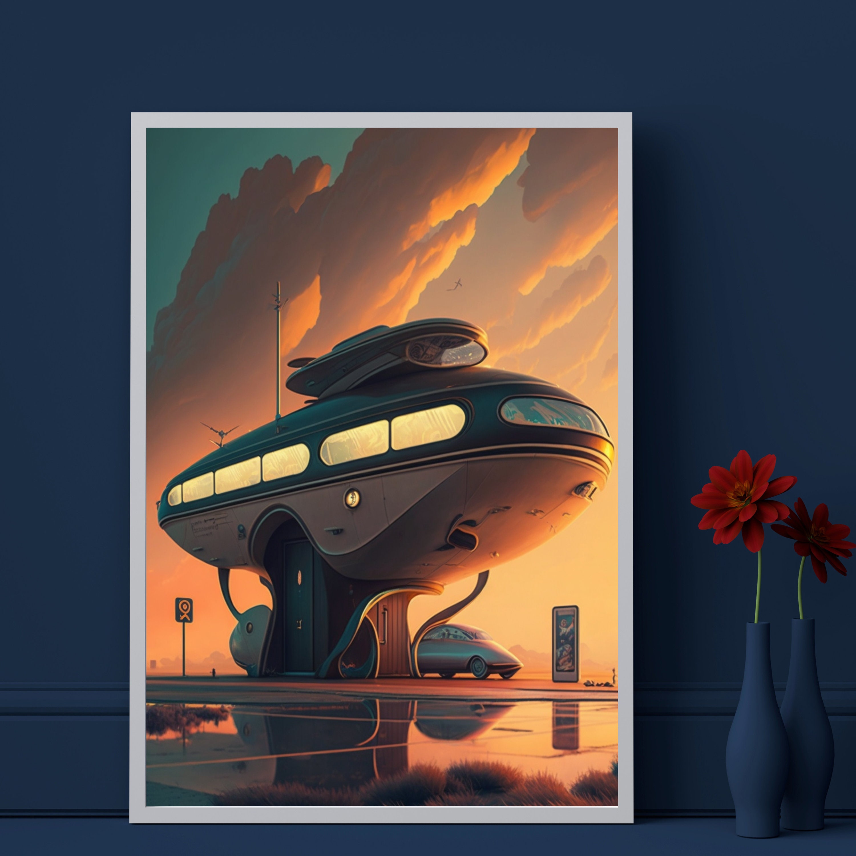 Stellar Quick Stop Retrofuturism Poster Retro Futuristic stellar-quick-stop-retrofuturism-poster-retro-futuristic