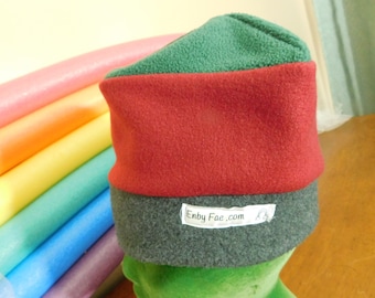 Tri-color Fleece Hat Cold Weather Beanie Warm Cozy Winterwear Skiihat Size Large