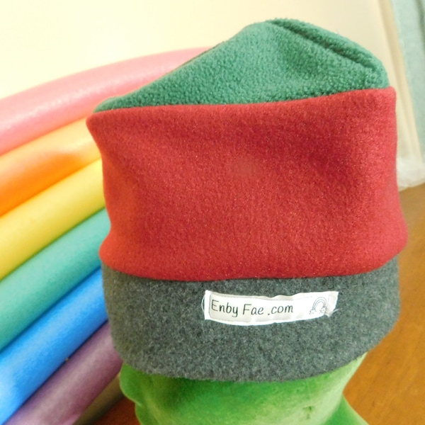 Tri-color Fleece Hat Cold Weather Beanie Warm Cozy Winterwear Skiihat Size Large