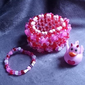 Pink and White 2.5 Xbase 3D Kandi Cuff
