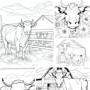 Cow Coloring Pages Set