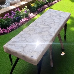 White Agate Console Table Top | Agate Entryway Table | Agate Table Home Decor