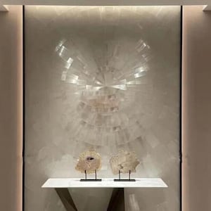 Selenite Wall Decor | Selenite Wall Highlighter | Selenite Tiles | Selenite Wall panel | Handmade Selenite Sunburst Dining Table | Table Top