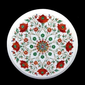 Tampo de mesa de canto em pedra semipreciosa | Mesa Redonda de Canto | Tampo da mesa de cabeceira