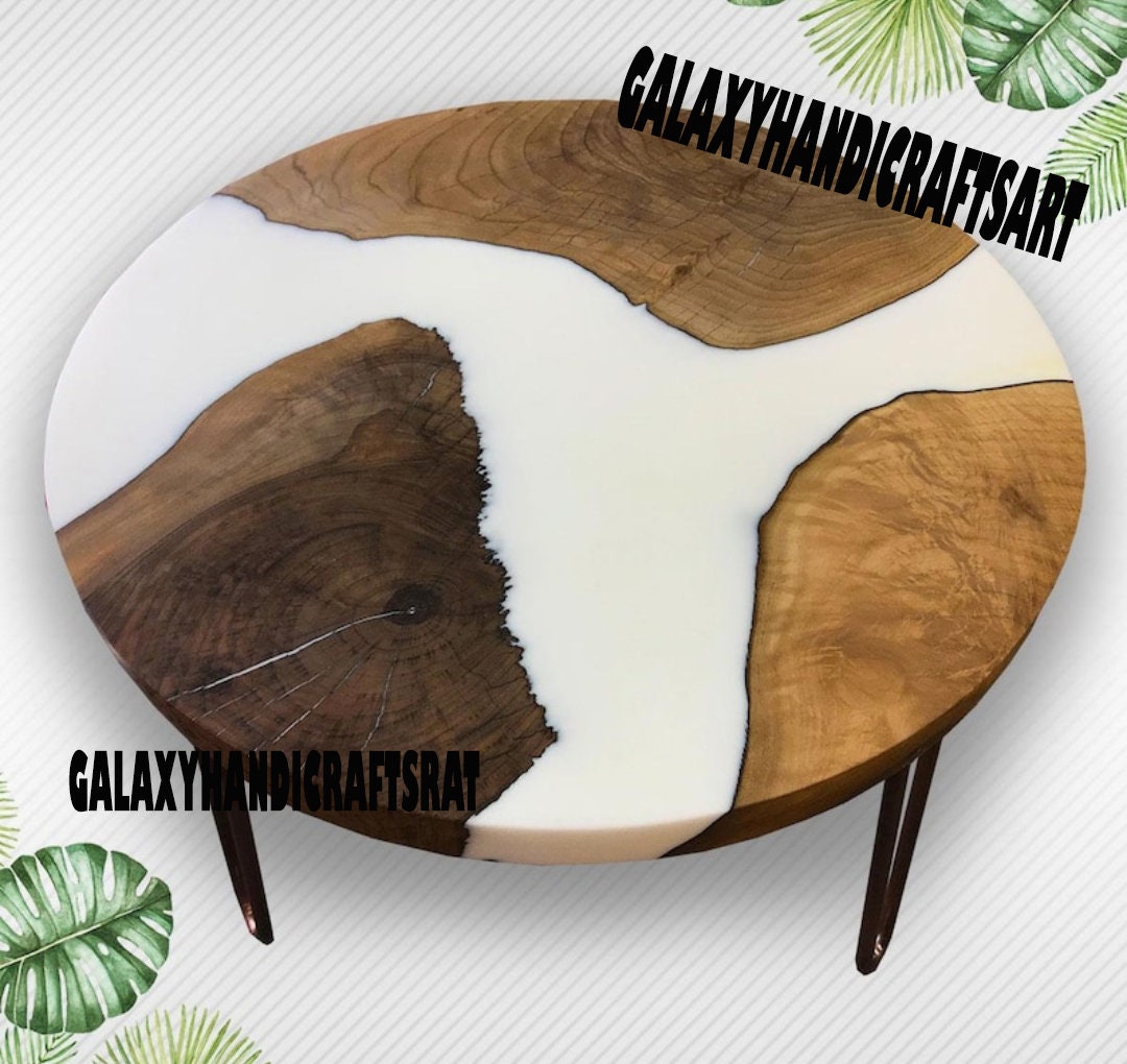 Round Epoxy Table White Round Epoxy Table Epoxy End Table Epoxy Dining