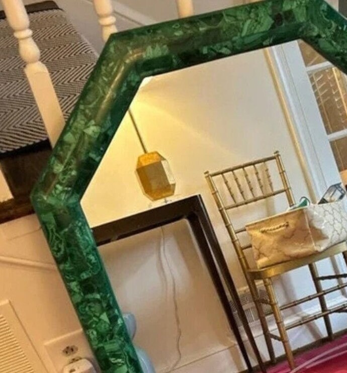 Green Malachite Wall Mirror Washbasin Mirror Green Bedroom Mirror