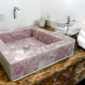 Rose Quartz Sink | Bathroom Luxury Washbasin | Pink Bathroom Sink