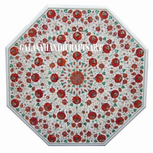 Semi Precious Stone Dining Table | Entryway Table Top Marble | Center Table Top | Marble Inlay Table Top |Pietra Dura Art Home Decor
